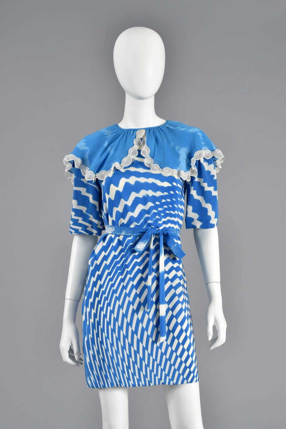 Thea Porter Couture Op Art Mini Dress In Excellent Condition For Sale In Yucca Valley, CA