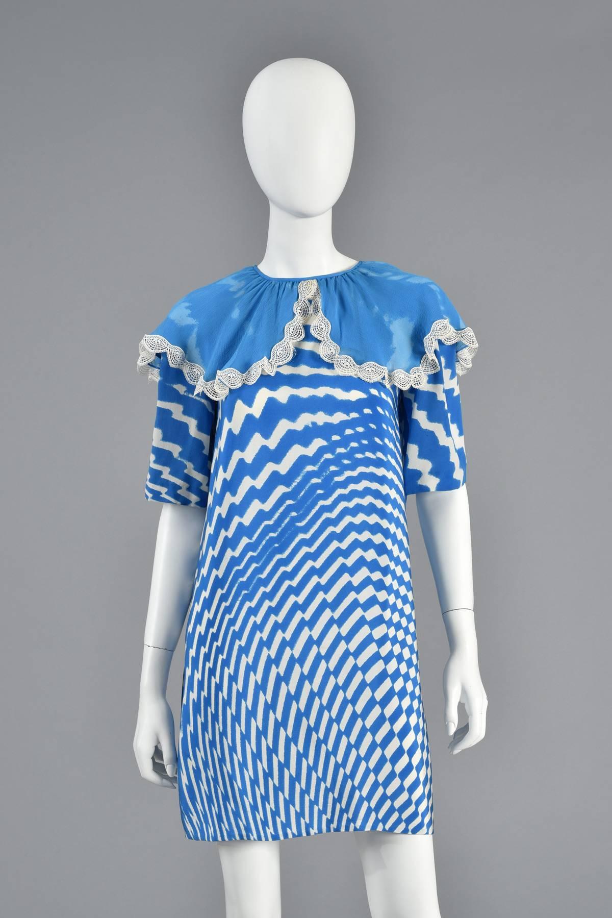 Blue Thea Porter Couture Op Art Mini Dress For Sale