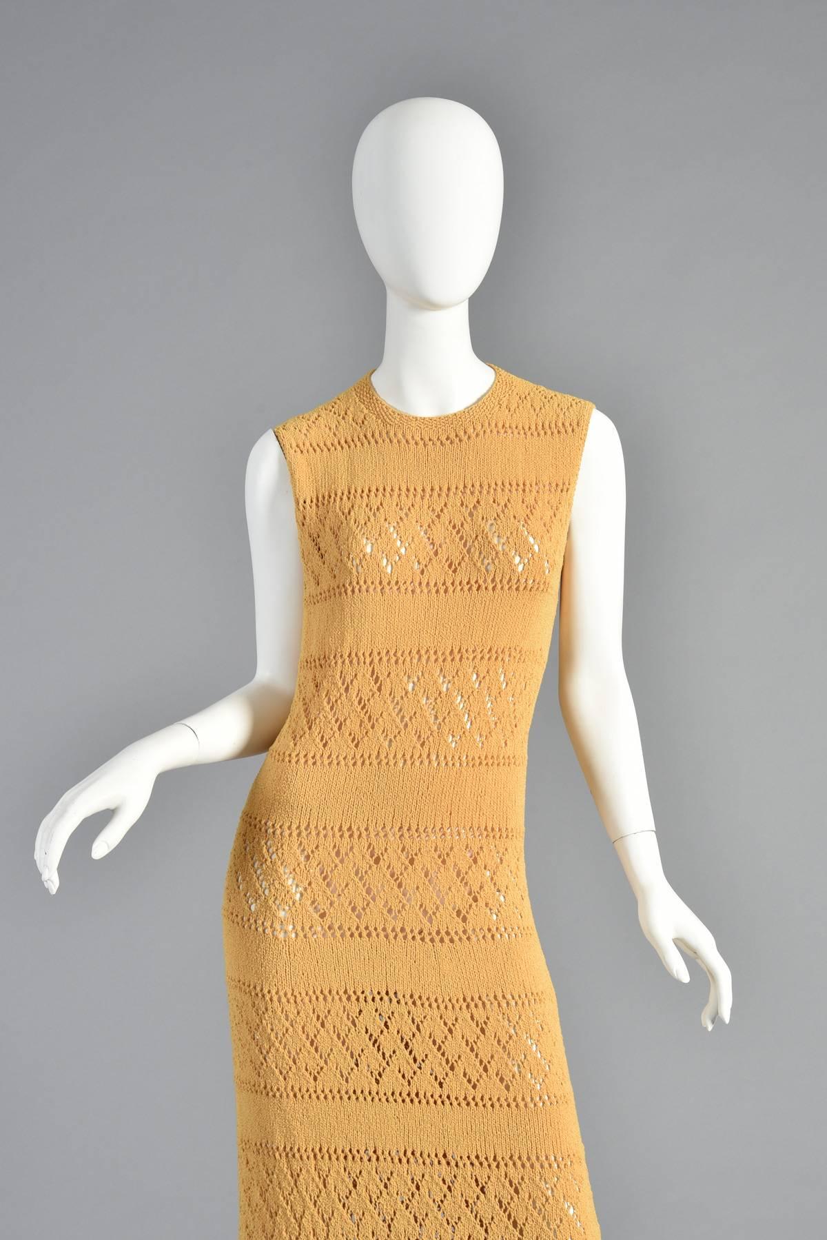 Orange 1960s Goldenrod Knit Maxi Dress For Sale