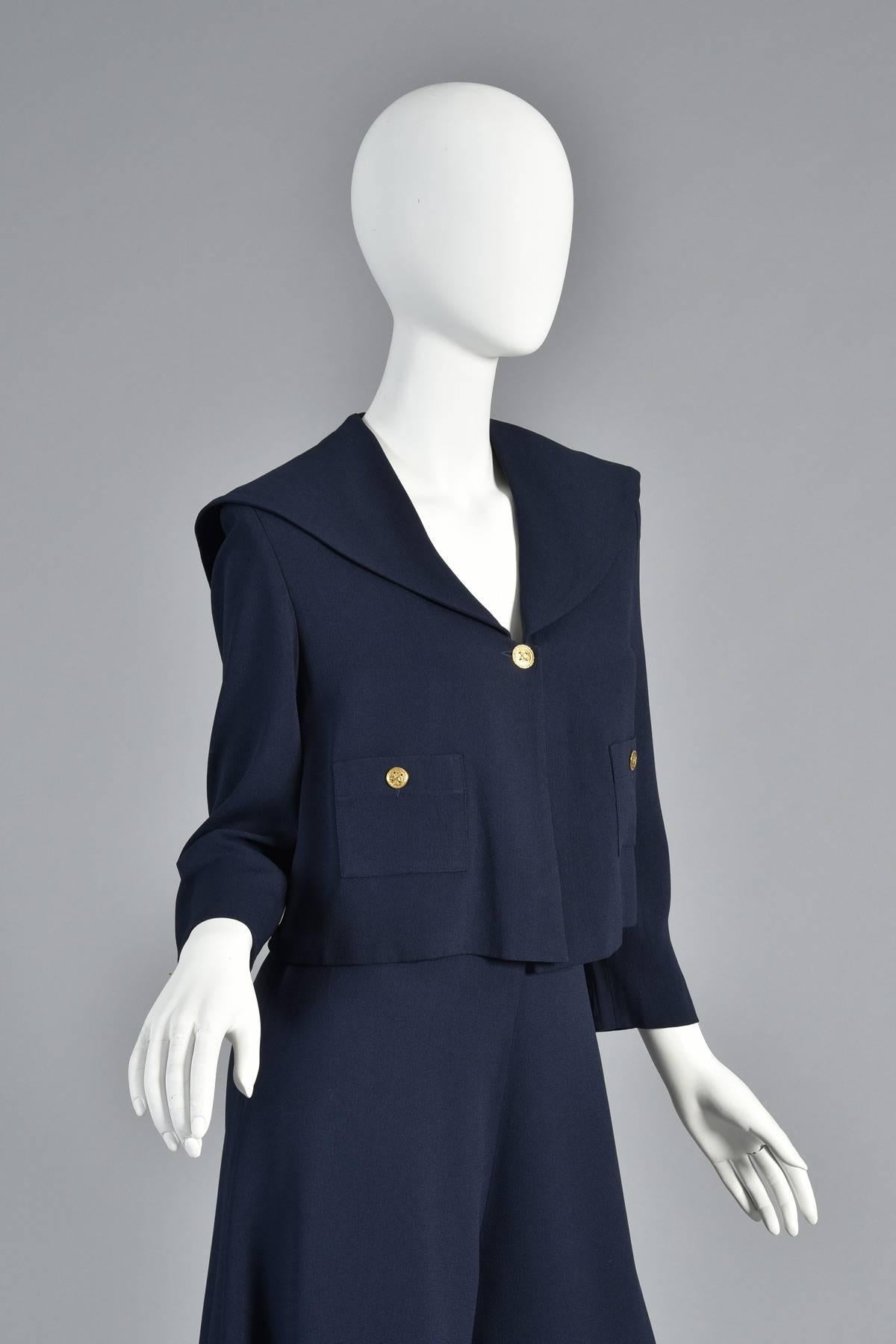 Sonia Rykiel Sailor Inspired Gaucho Pant Suit For Sale 2