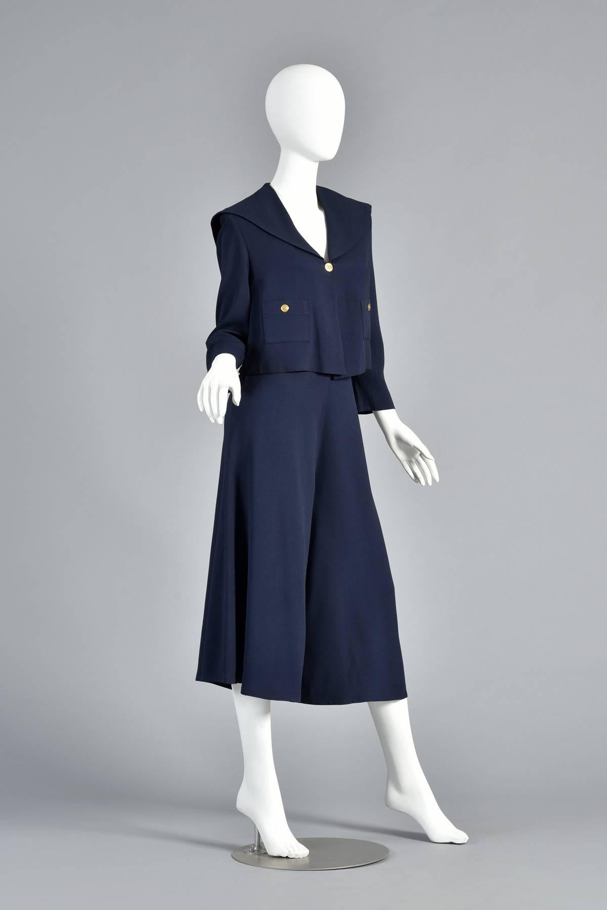 Sonia Rykiel Sailor Inspired Gaucho Pant Suit For Sale 1