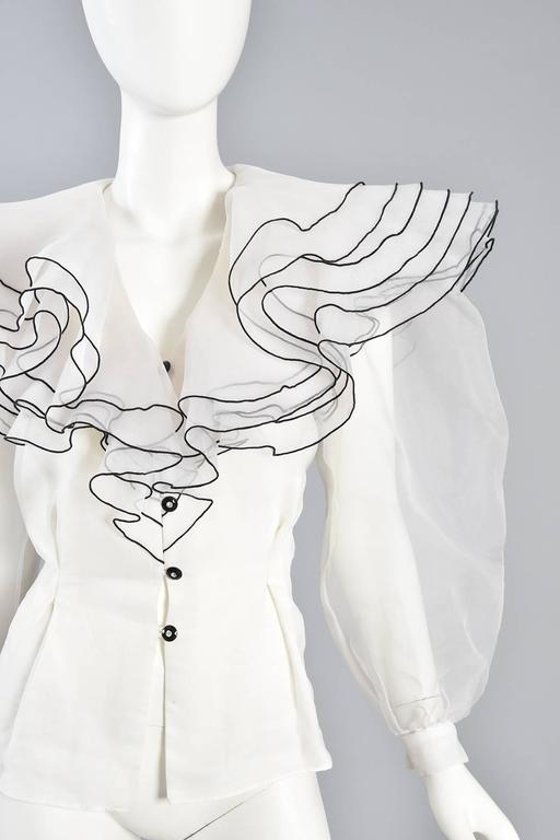 Long Sleeve Ruffled Organza Blouse