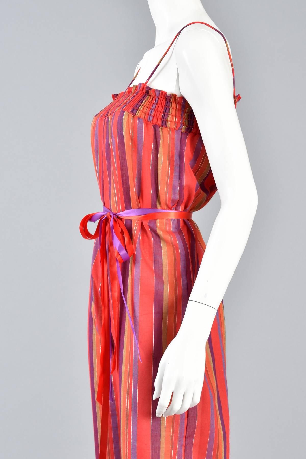 1970s Ethnic Stripe Cotton Gauze Jumpsuit with Lurex Threads 4