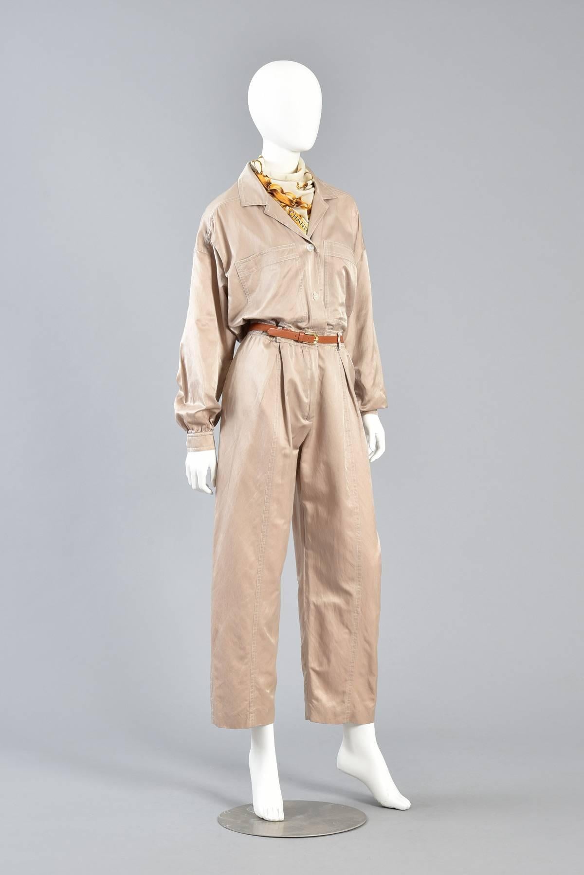 Minimalist Escada Menswear-Look Silk Flight Suit & Cotton Jumpsuit For Sale 3