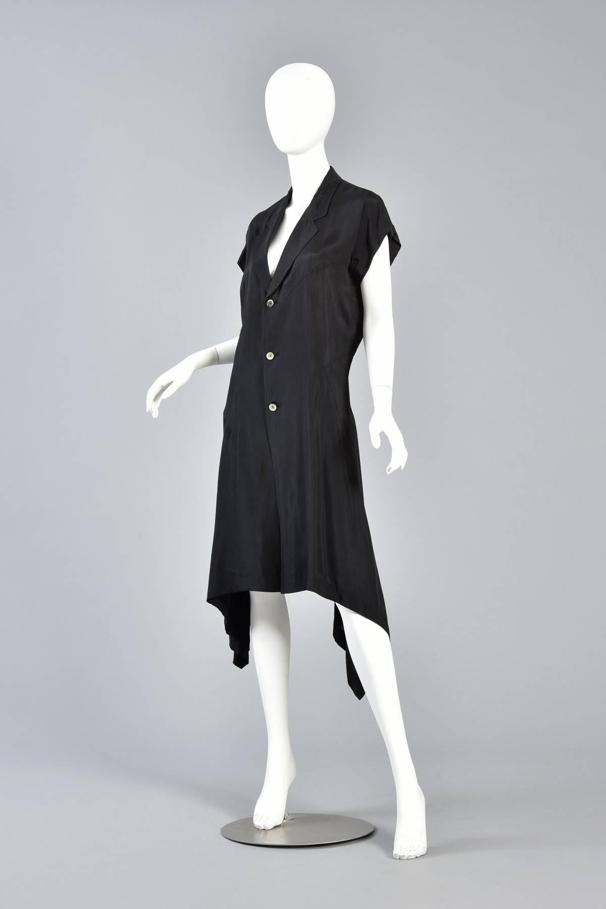Women's or Men's Comme des Garcons Asymmetrical Minimal Black Dress For Sale