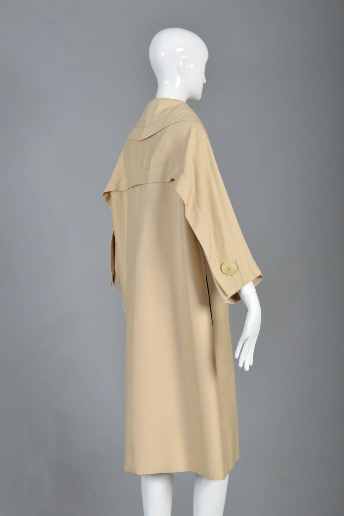 1950s Christian Dior Fin Back Silk Coat For Sale 1
