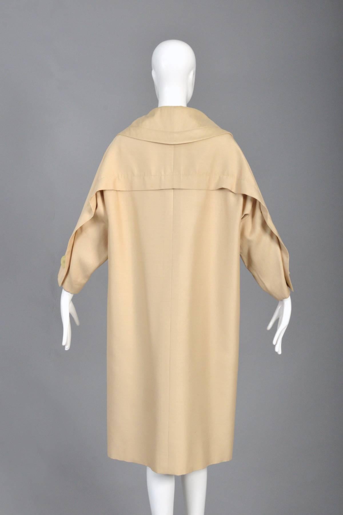 1950s Christian Dior Fin Back Silk Coat For Sale 2