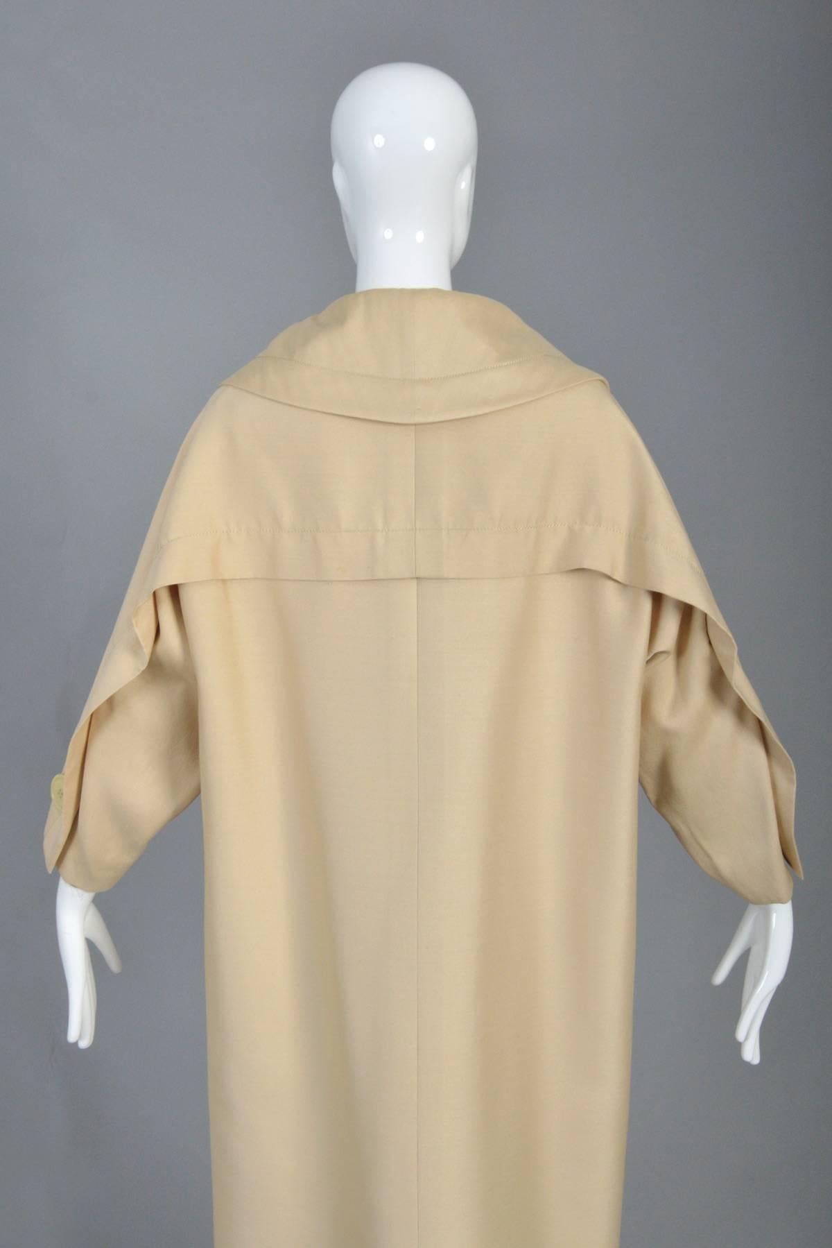 1950s Christian Dior Fin Back Silk Coat For Sale 3