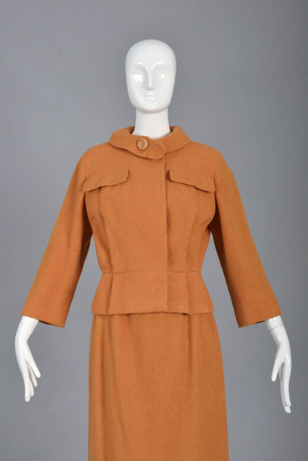 Orange 1960s Christian Dior Pumpkin Pleat Suit For Sale