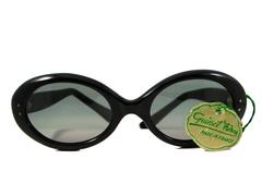Paulette Guinet - Lunettes de soleil modulaires en résine noire avec étiquette de stock, années 1960