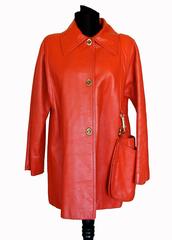 Bonnie Cashin for Sills Orange Leather Jacket Attached Hobo Bag Purse 1960s