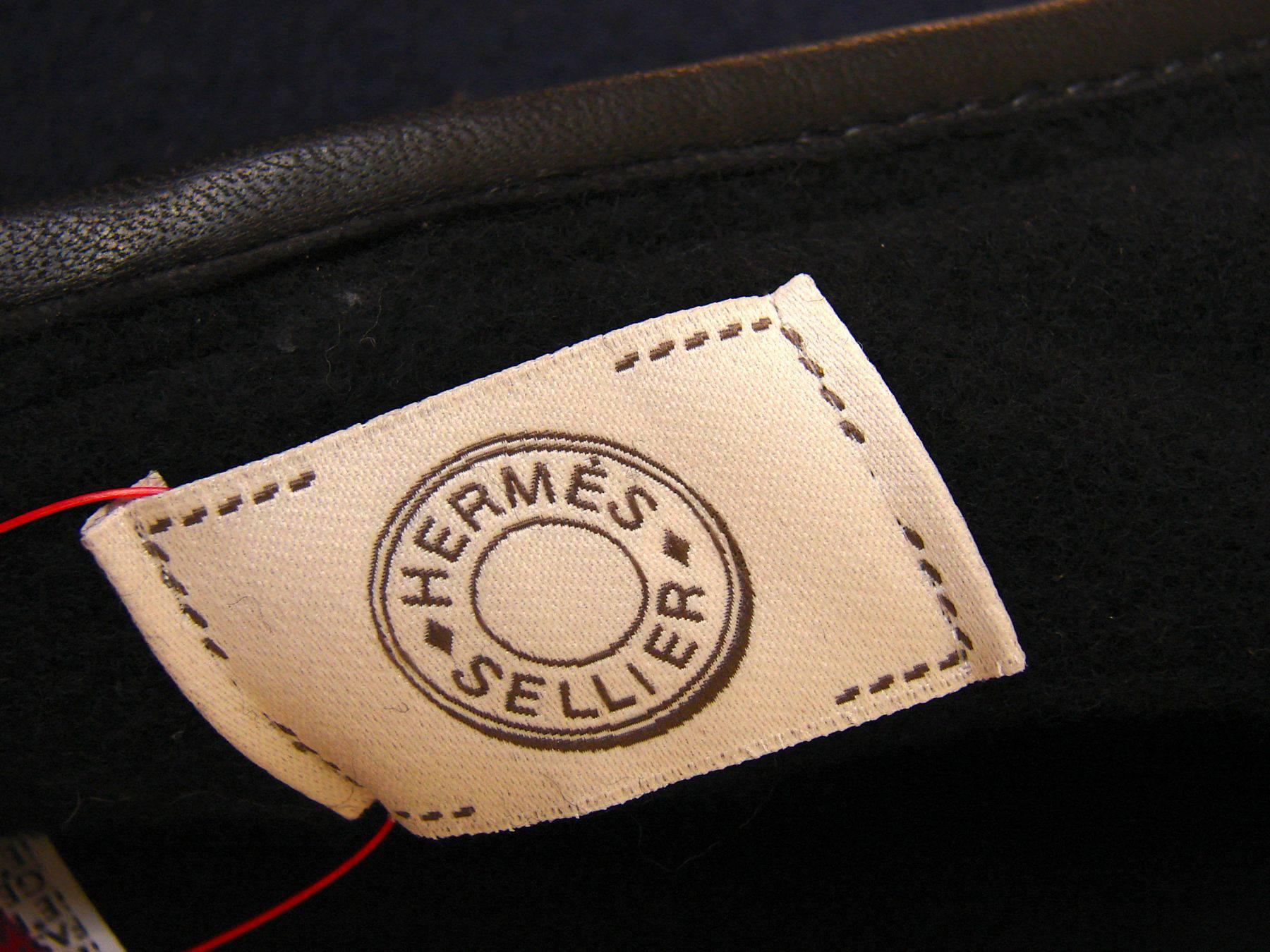 HERMES Paris Cashmere Wool Poncho Navy + Black Color Block Leather Tassels 2014 3