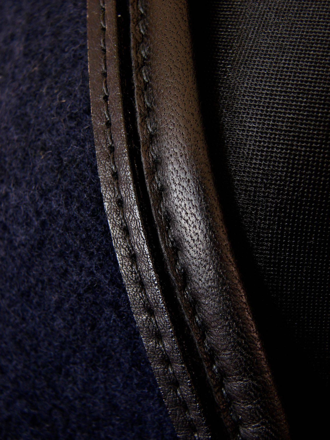 HERMES Paris Cashmere Wool Poncho Navy + Black Color Block Leather Tassels 2014 2