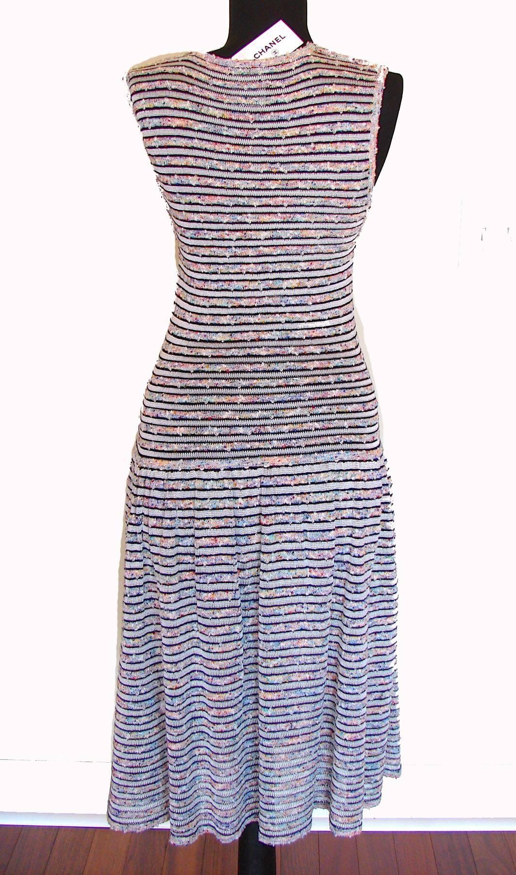 Chanel 11P Boucle Striped Knit Dress New with Tags Size 44  1