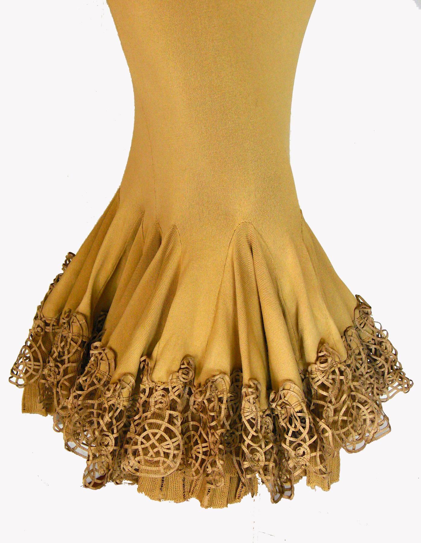 Roberto Cavalli Mermaid Dress Gown with Leather Ruffle Hem 1990s Size S 3
