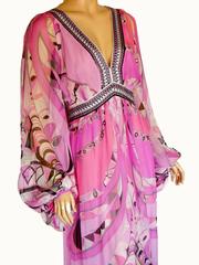 Emilio Pucci Embellished Silk Chiffon Maxi Dress Gown Size 38 New with Tags