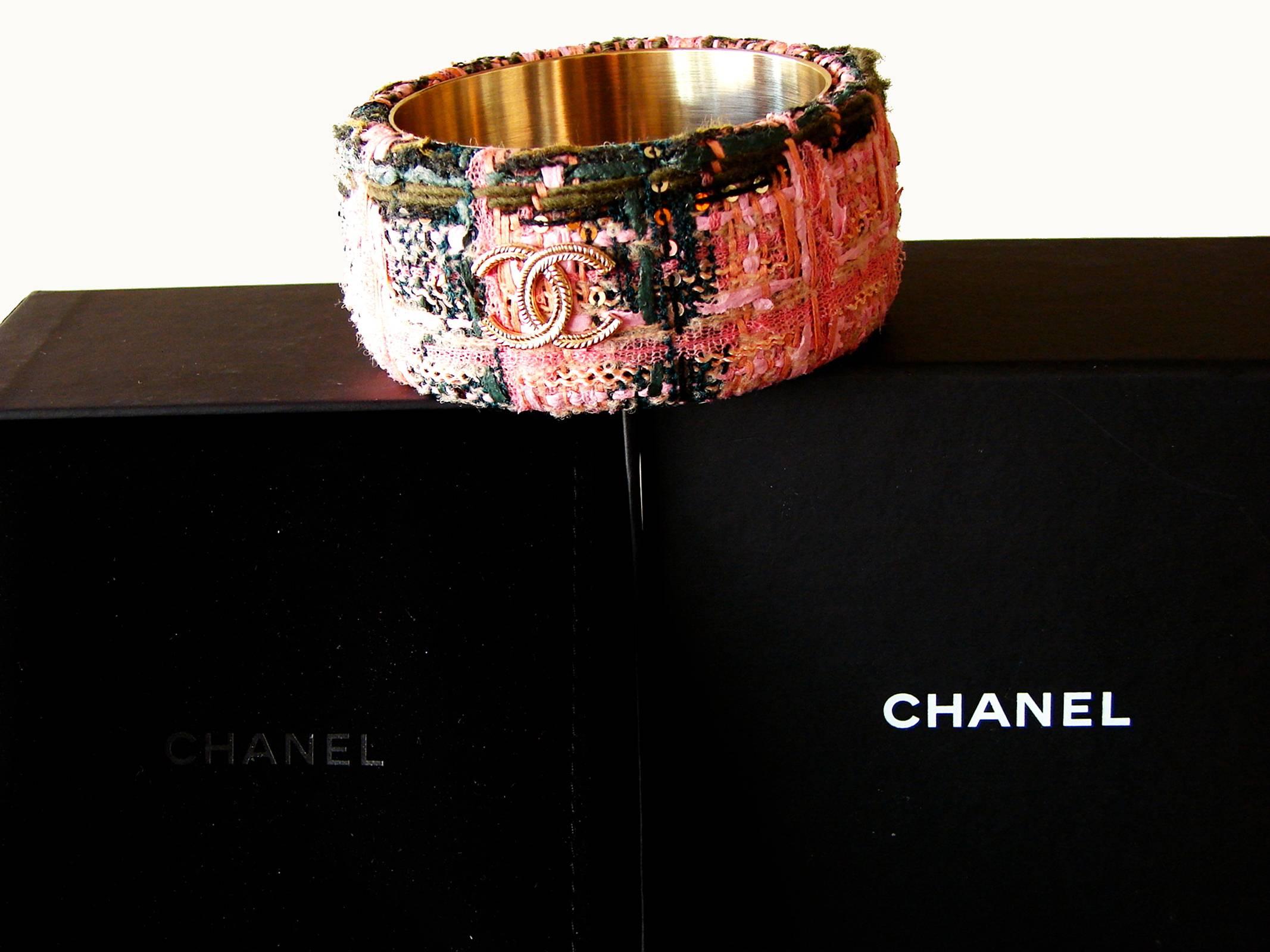 Chanel Pink Lesage Tweed Bracelet New in Box 13C Collection  2