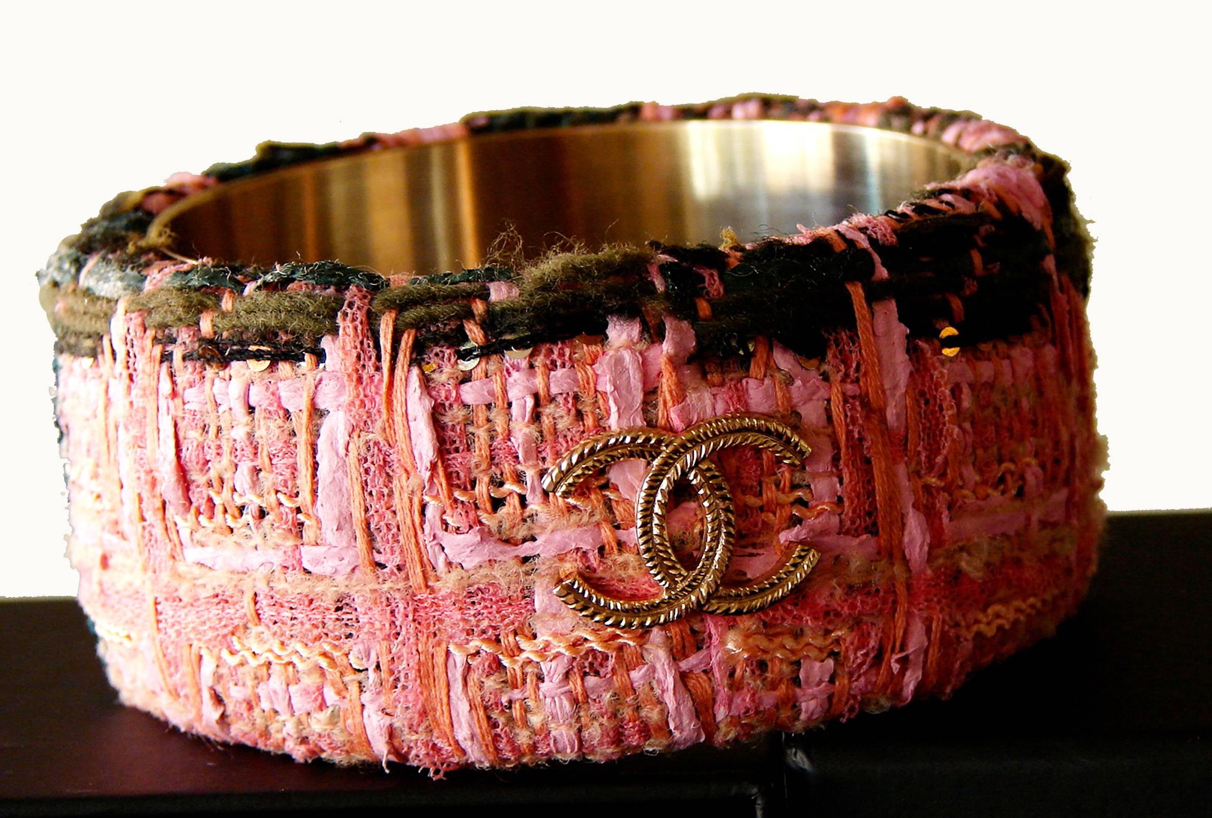 Contemporary Chanel Pink Lesage Tweed Bracelet New in Box 13C Collection 