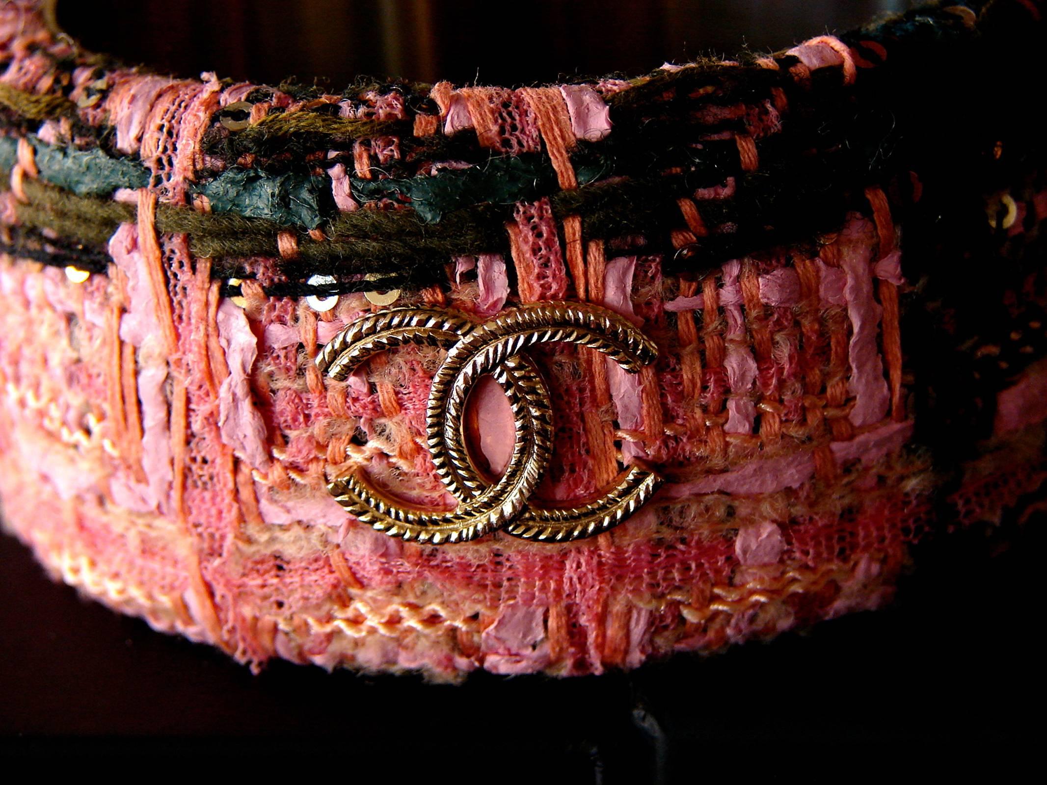 Chanel Pink Lesage Tweed Bracelet New in Box 13C Collection  In Excellent Condition In Port Saint Lucie, FL