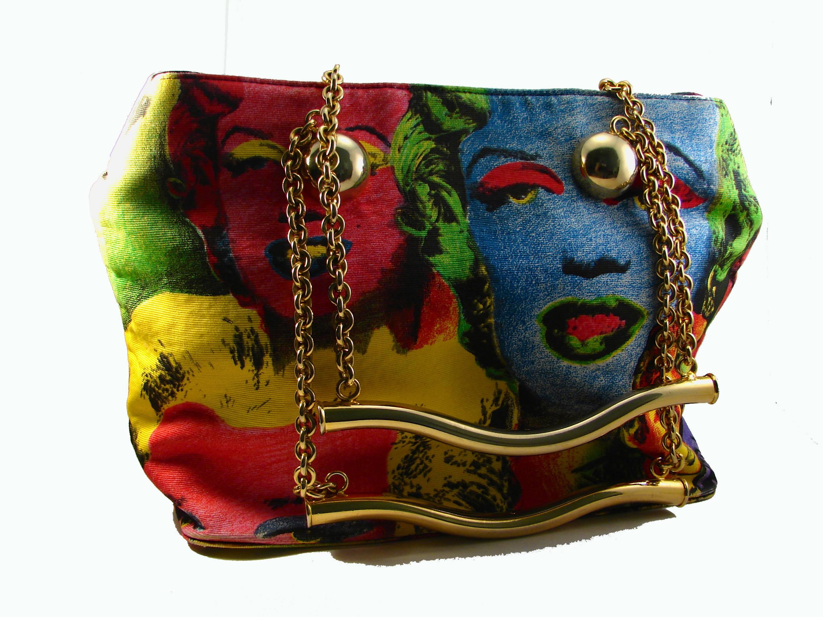 Original Versace Couture Warhol Bag Pop Art Marilyn Monroe James Dean Rare 90s 1