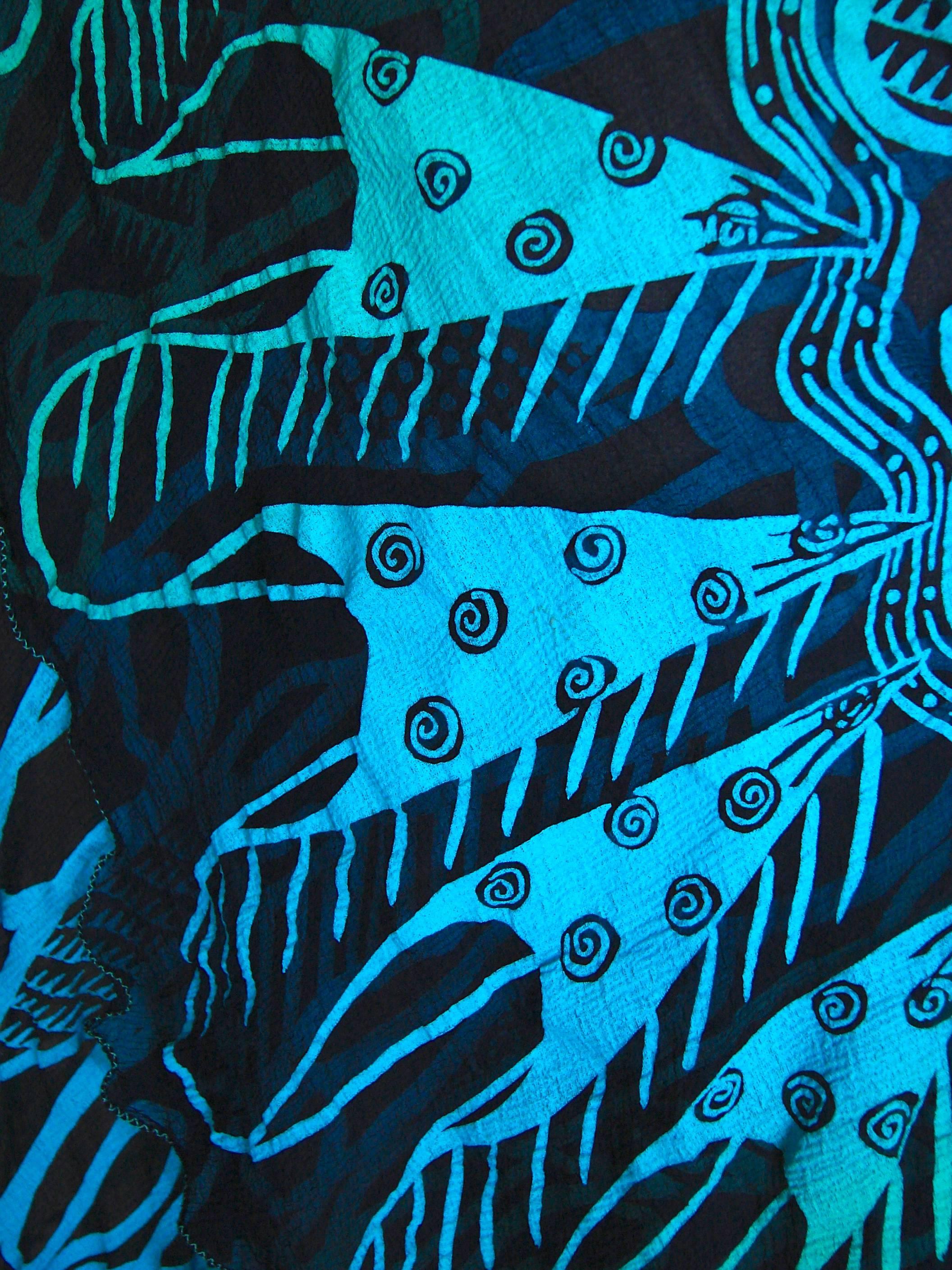 70s Zandra Rhodes Kaftan Dress Silk Chiffon Blue Abstract Print Size M   2