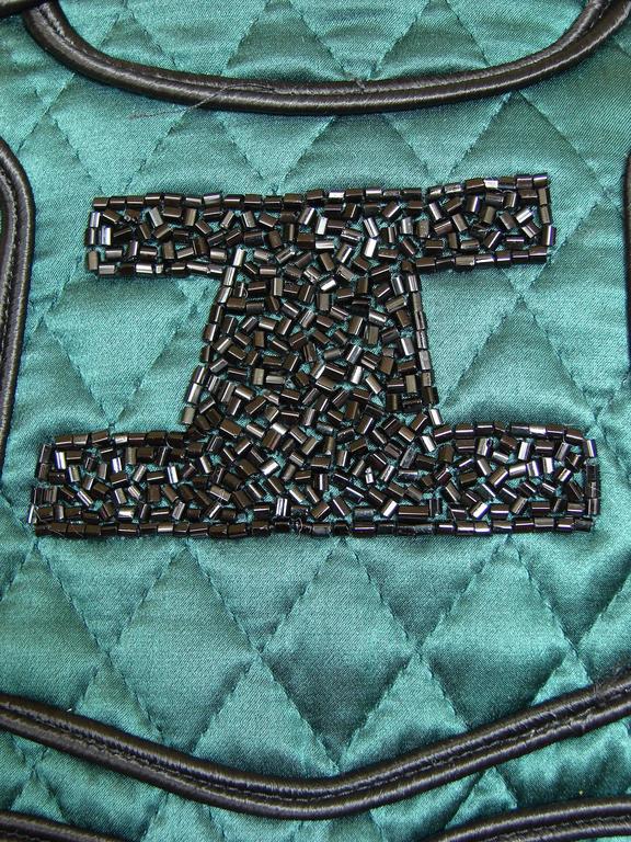 Kansai Yamamoto O2 Green Quilted Silk Jacket with Black Jet Bead ...