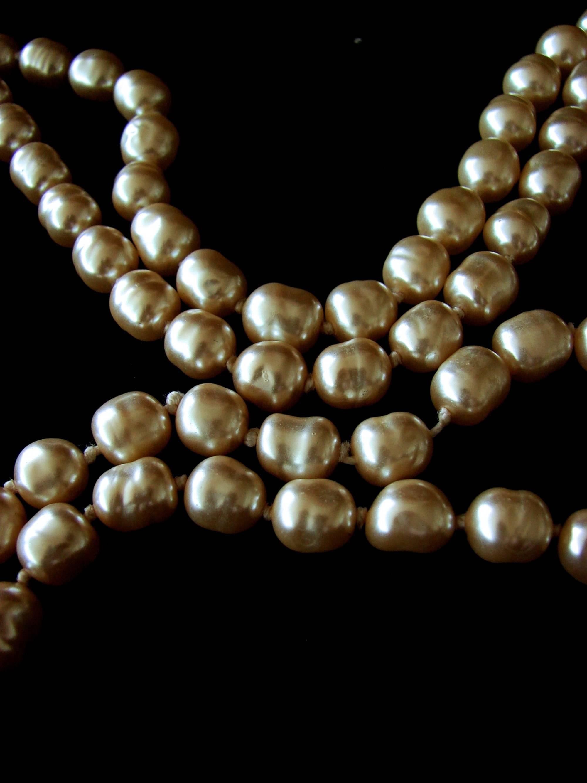 Baroque Chanel Vintage Infinity Opera Length 65 inch Pearl Necklace, 1980s 