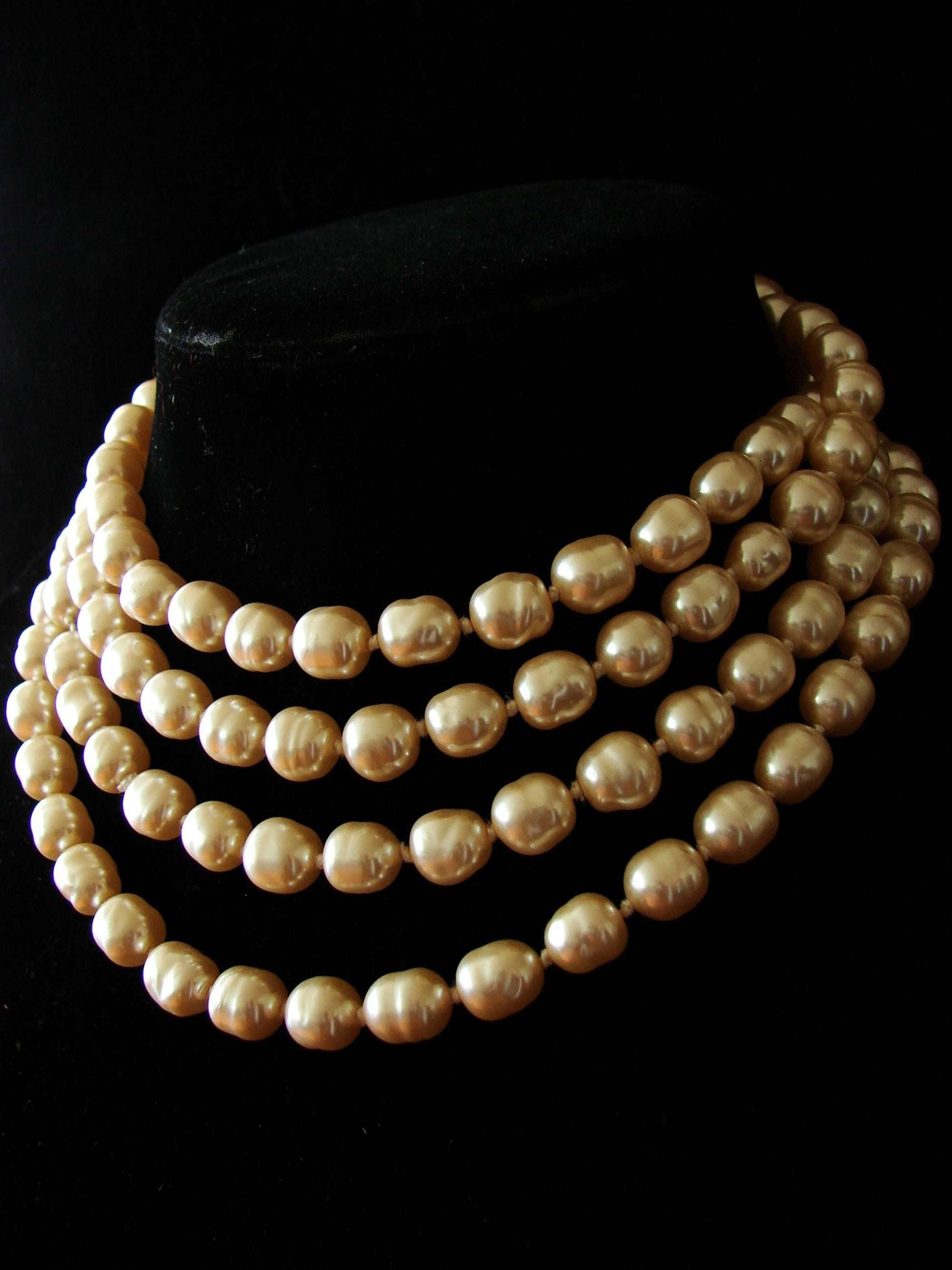 Chanel Vintage Infinity Opera Length 65 inch Pearl Necklace, 1980s  In Excellent Condition In Port Saint Lucie, FL