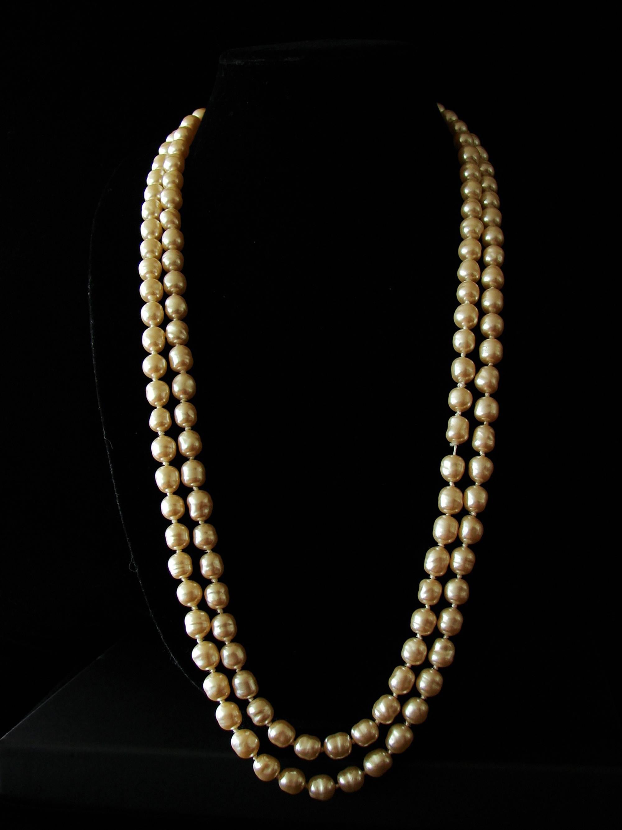 Women's Chanel Vintage Infinity Opera Length 65 inch Pearl Necklace, 1980s 