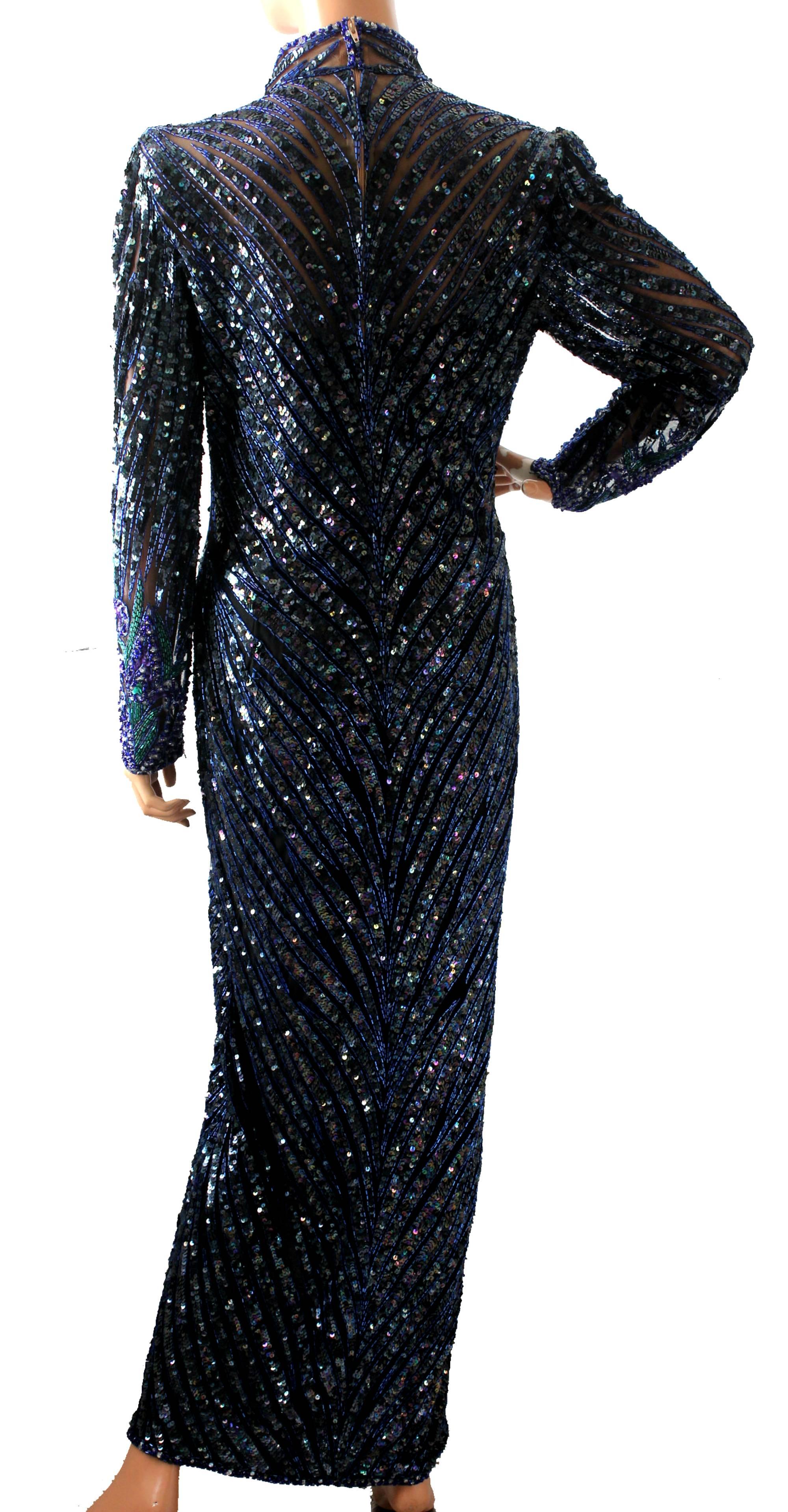 Women's Exquisite Bob Mackie Boutique Fully Beaded Evening Gown Early 80s Size 14 