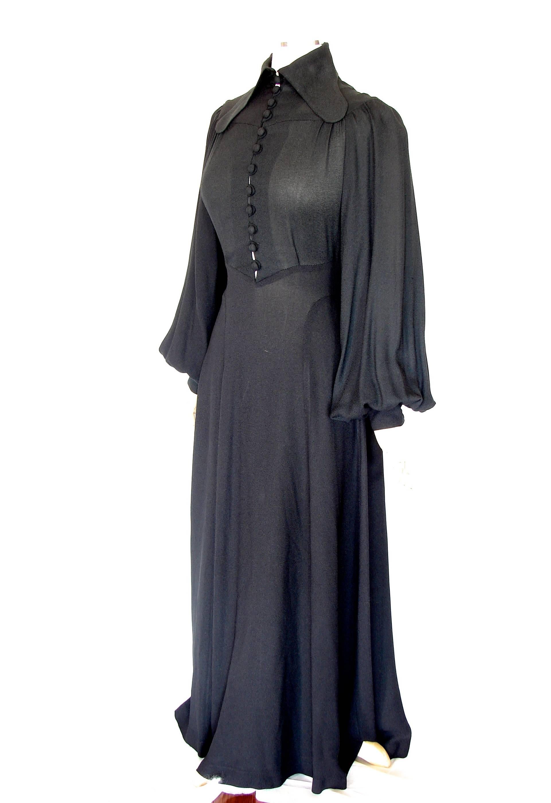 black dress with bishop sleeves