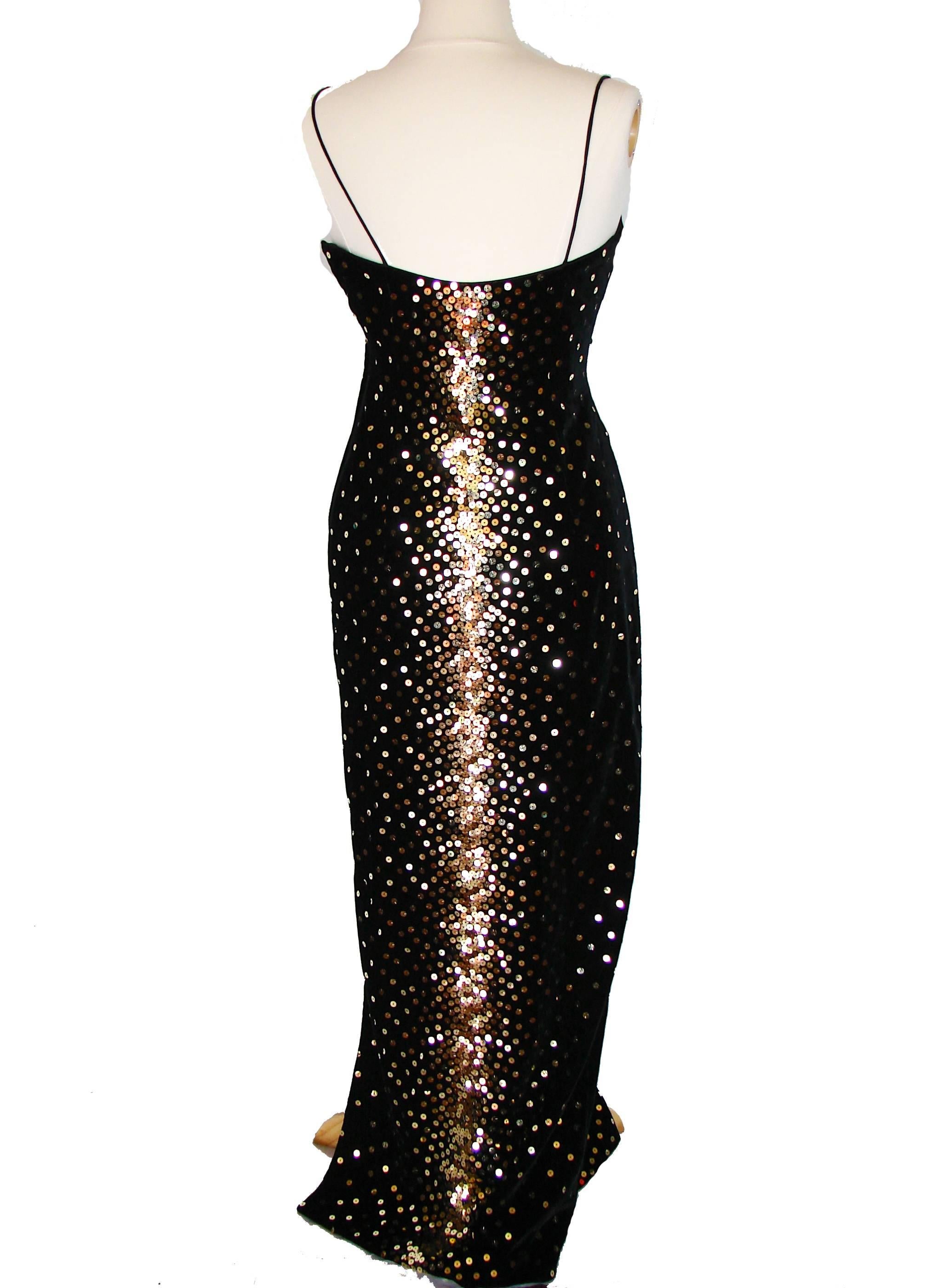 Morton Myles Black Evening Gown with Sparkling Sequins Size 4 1980s 3