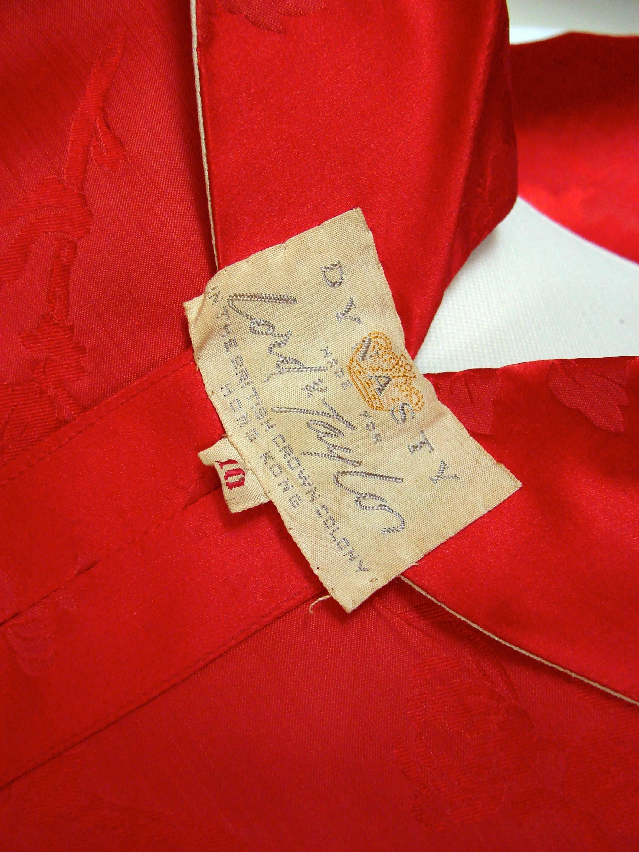 Dynasty for Lord & Taylor Vivid Red Silk Dress with Flared Skirt 1960s Size M 6