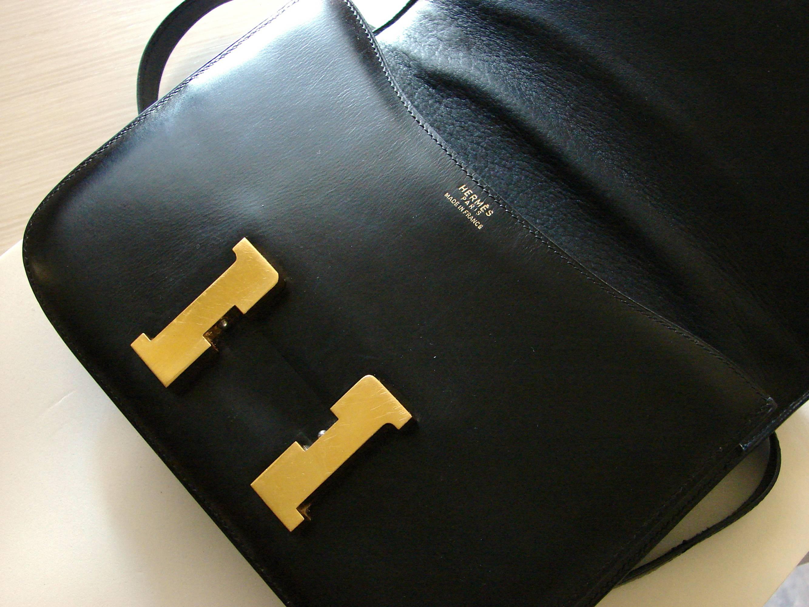 Iconic Hermes Constance Bag Black Box Leather Gold Hardware 23cm 1989 1