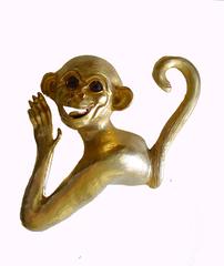 Rare Christopher Ross Massive Smiling Monkey Belt Buckle 24ct Gold Plate 1980s