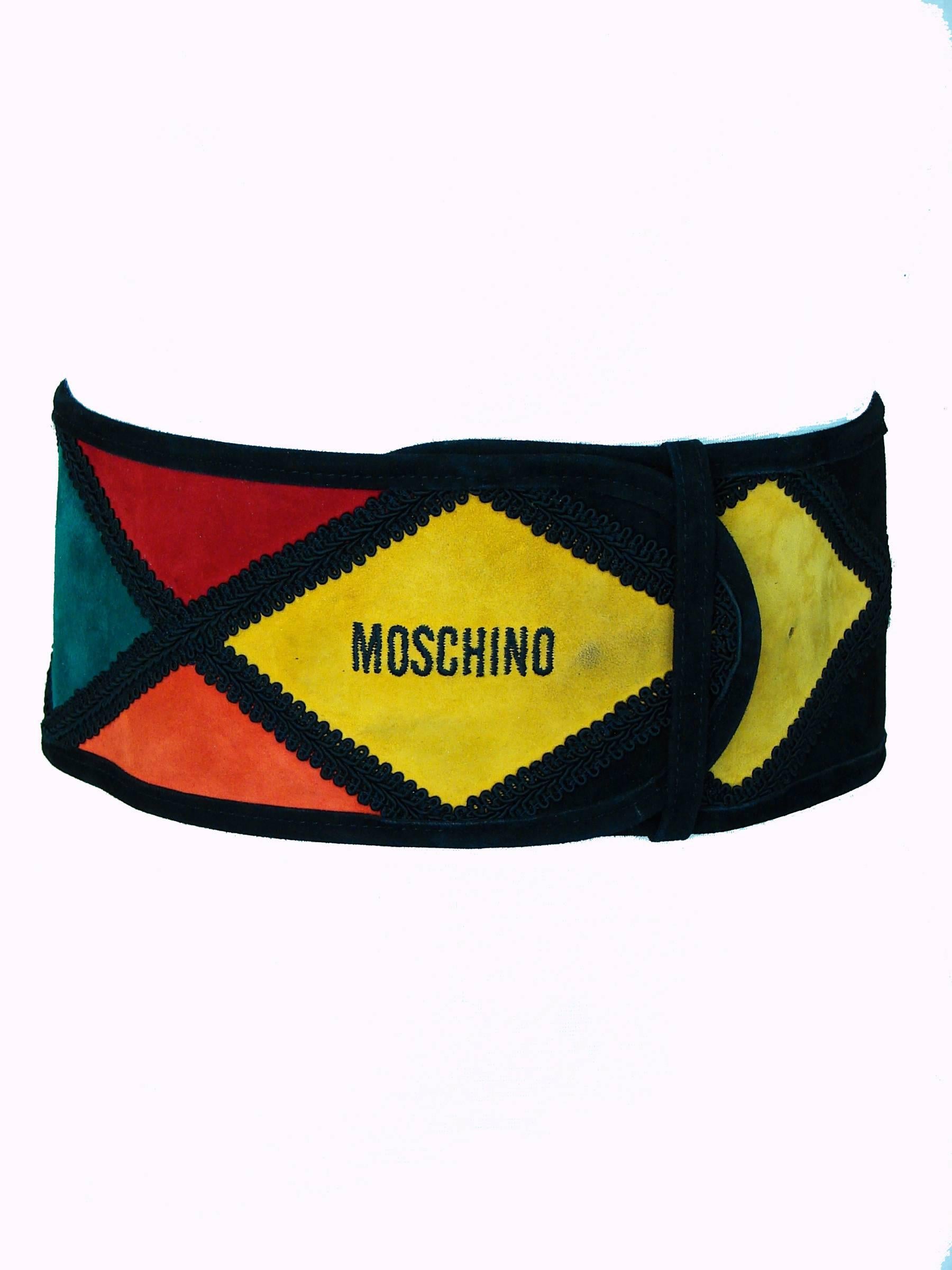 Moschino Wide Belt Colorful Harlequin Patch 4.5