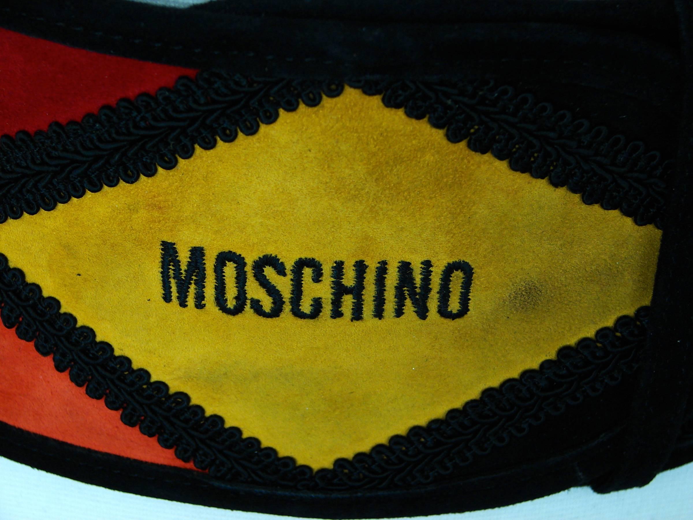 Women's Moschino Wide Belt Colorful Harlequin Patch 4.5