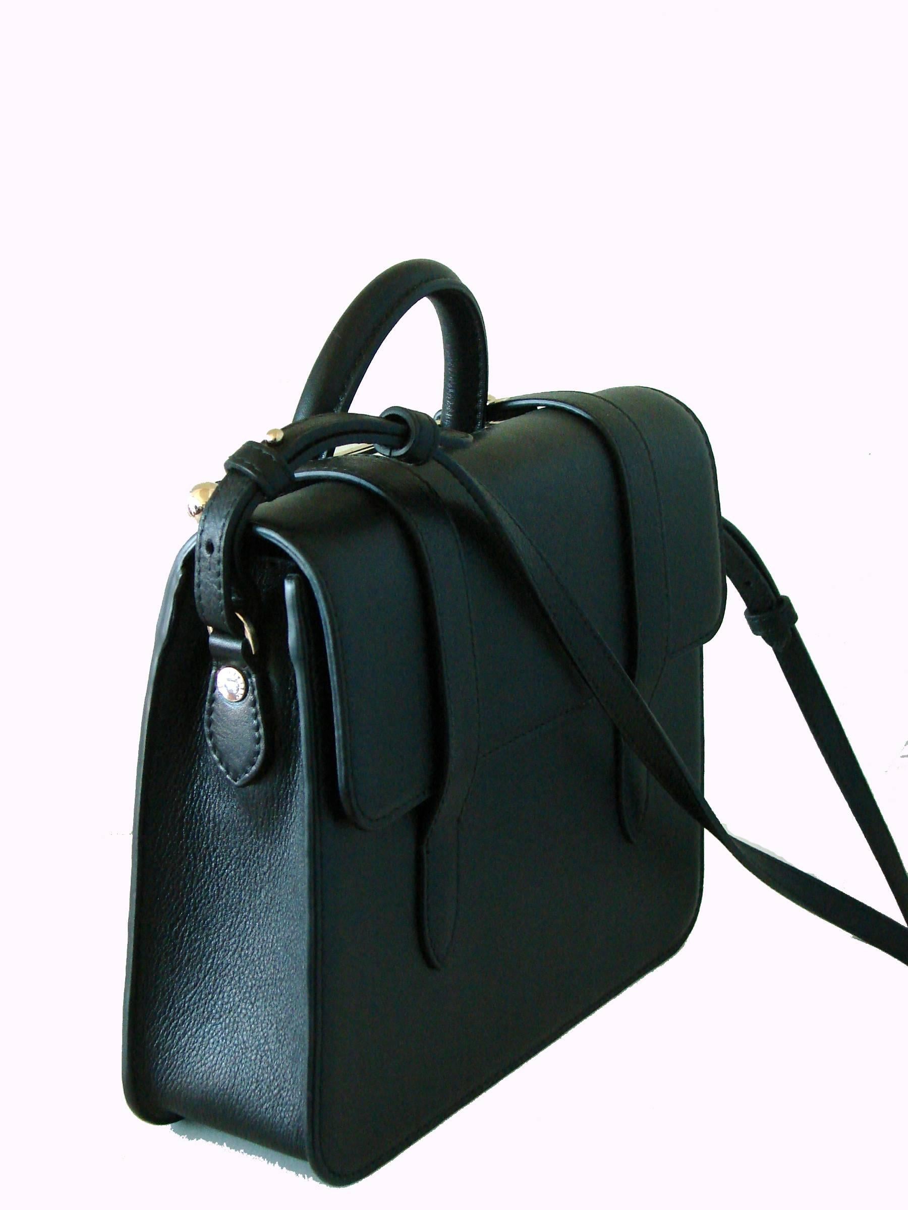 Women's Strathberry Scotland MC Mini Tote Black Leather New + Box + Dust Cover