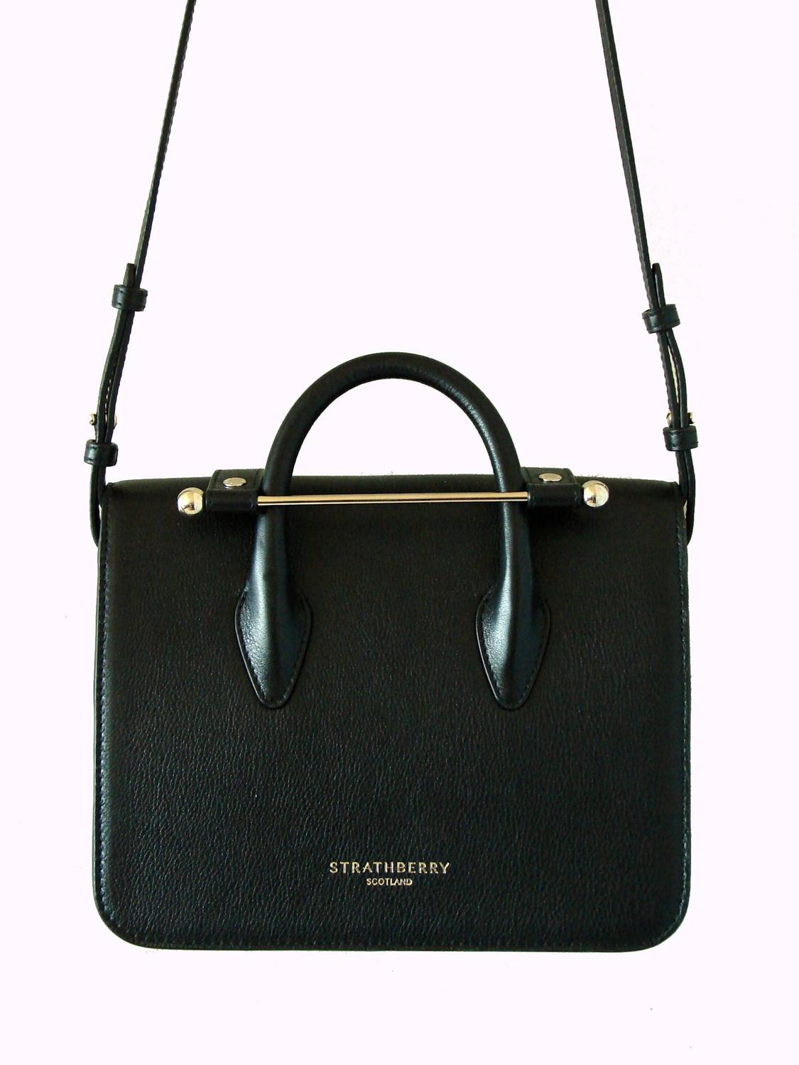 Strathberry Scotland MC Mini Tote Black Leather New + Box + Dust Cover