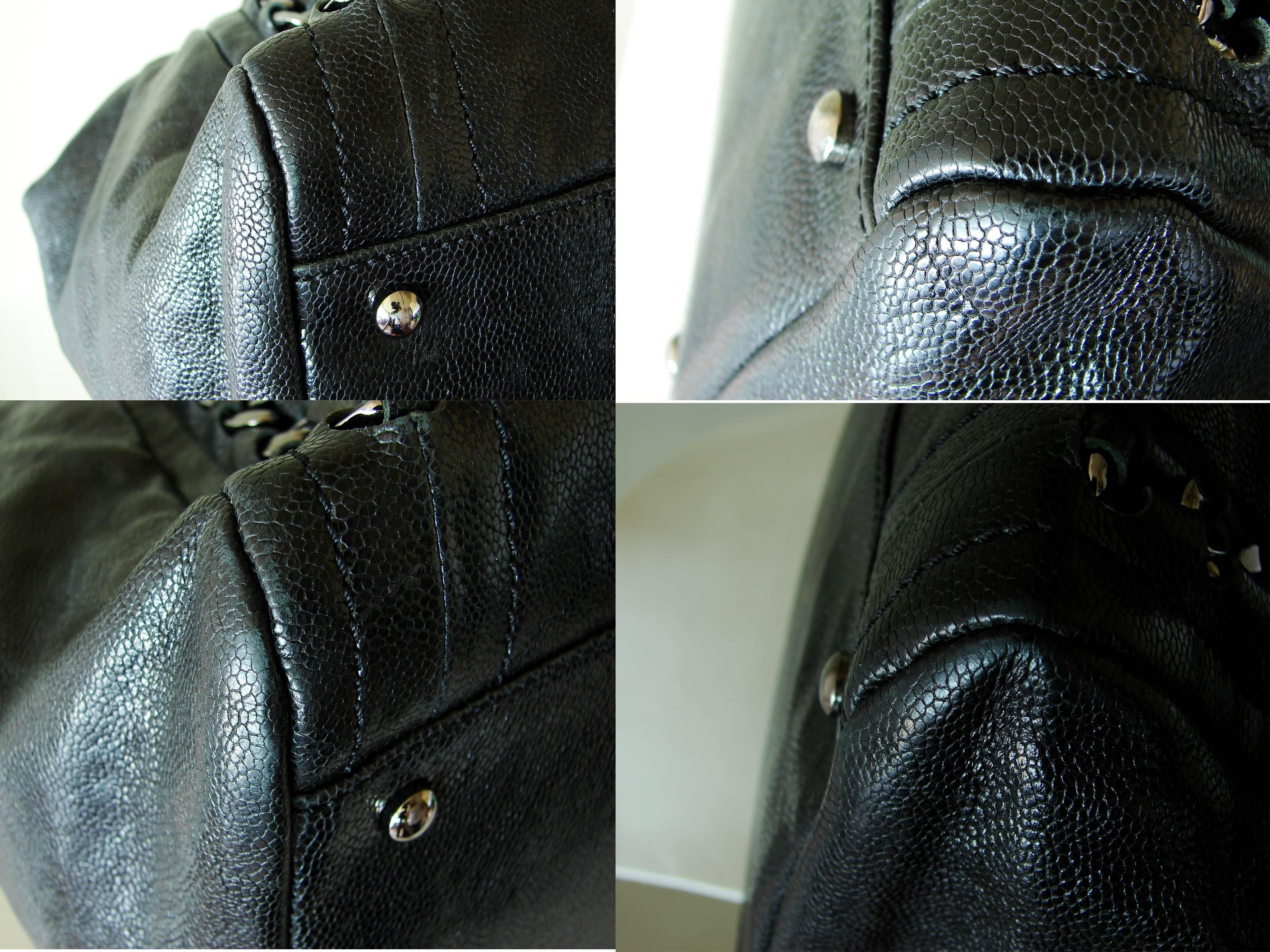 Chanel Modern Chain Tote Bag XL Black Glazed Caviar Luxe Ligne Moto Bag ...