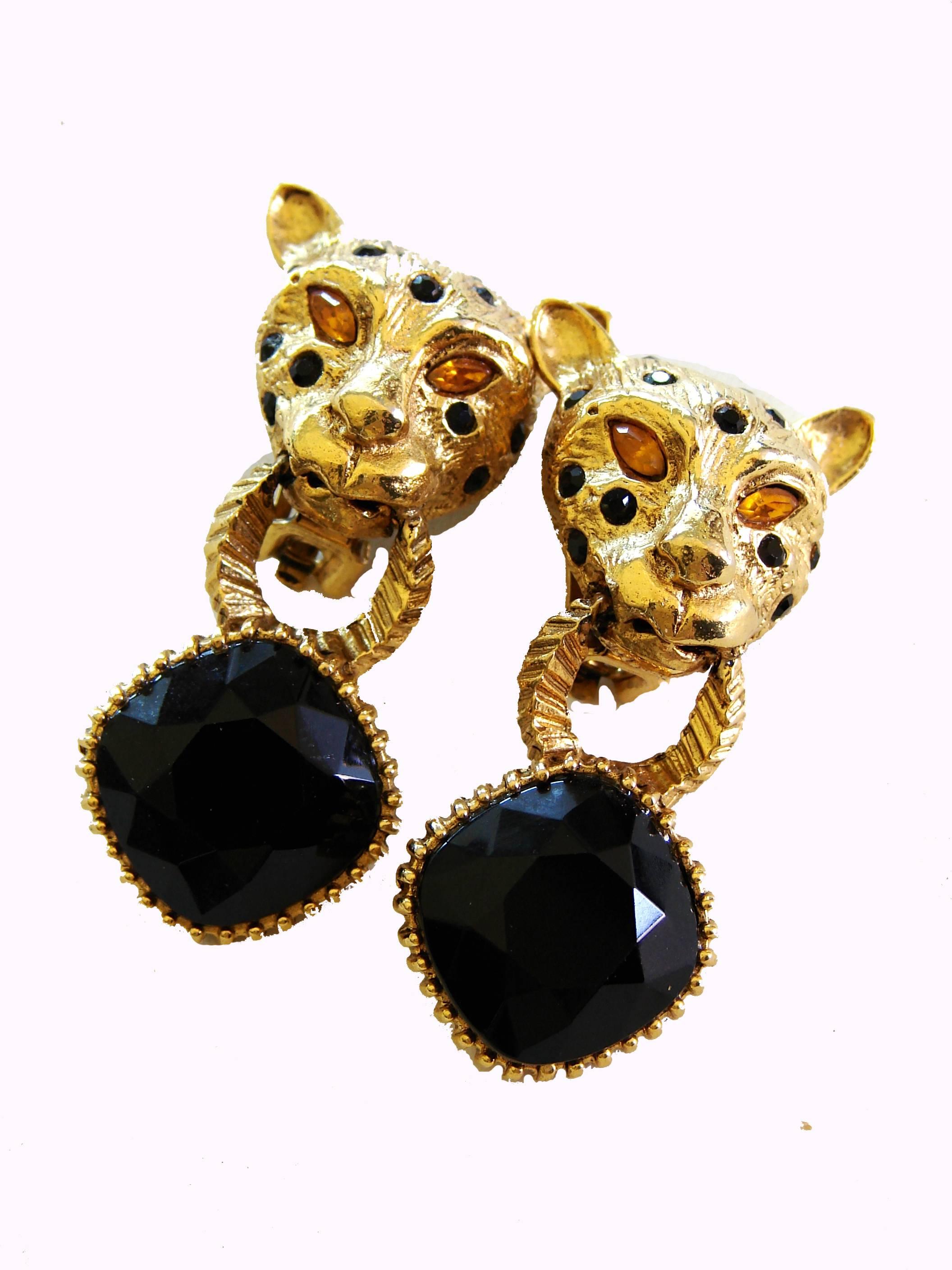 leopard clip on earrings