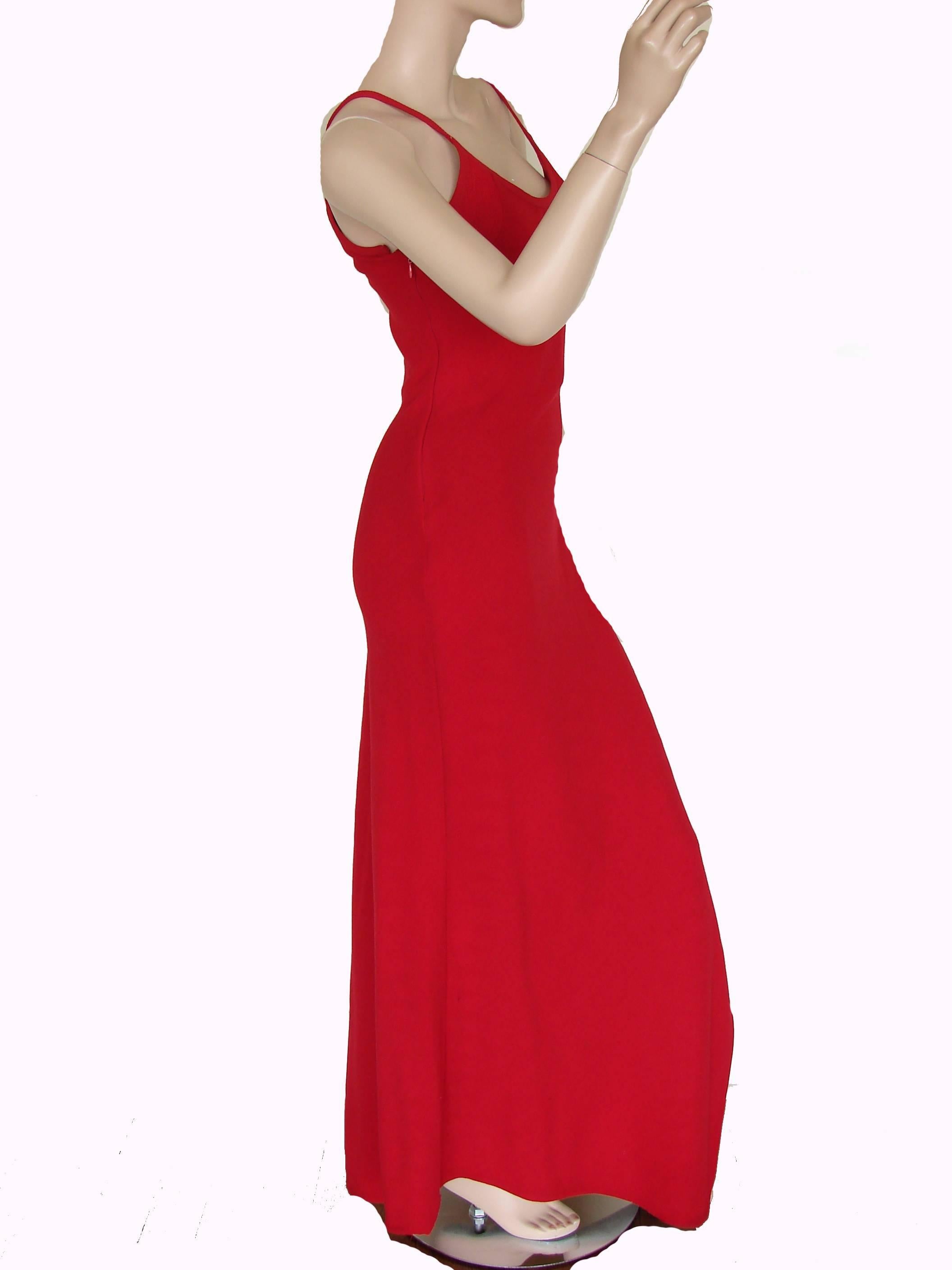 Women's Gianni Versace Couture Red Bustier Dress Long Asymmetric Hem 1990s Sz S/M