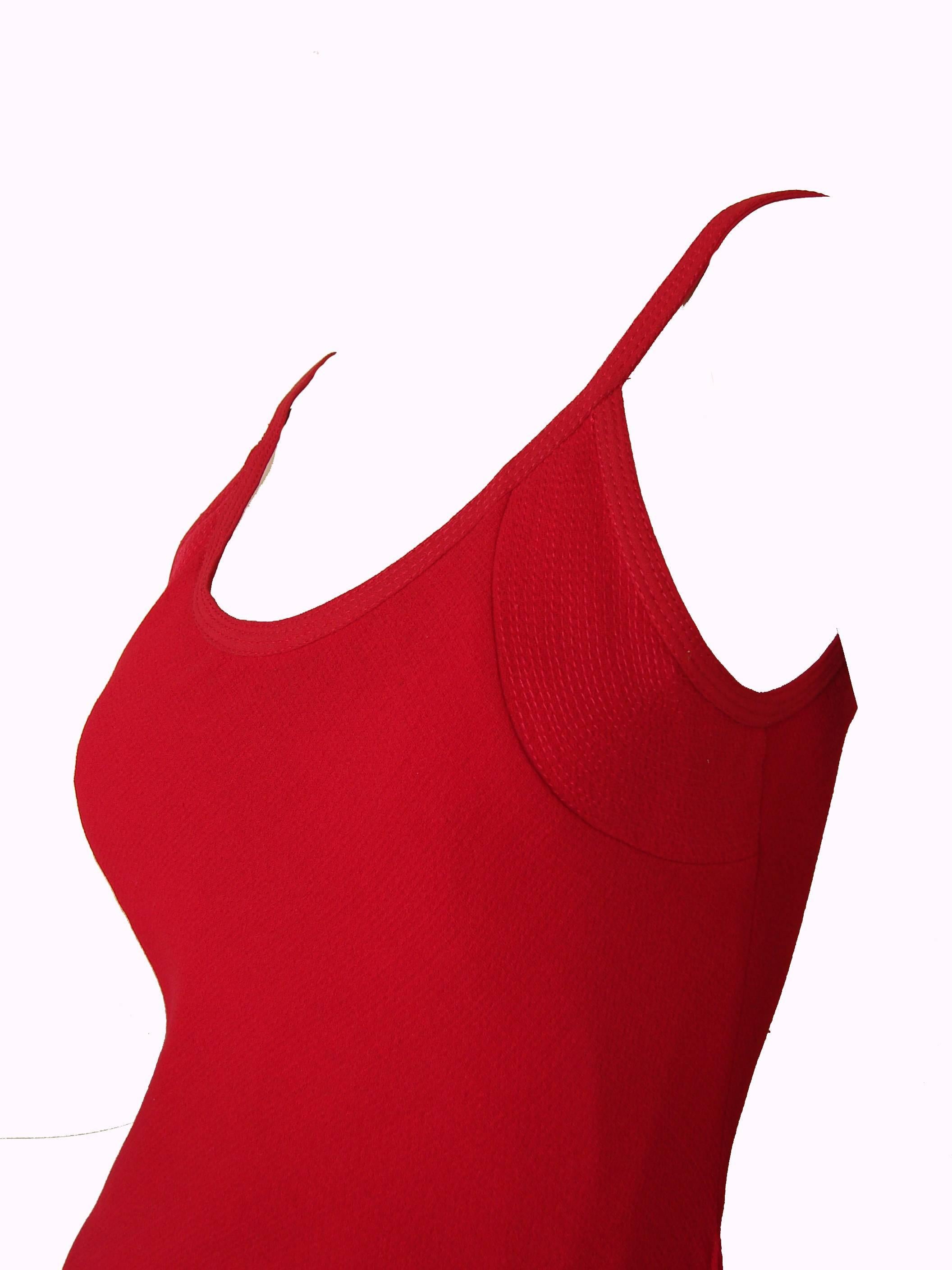 Gianni Versace Couture Red Bustier Dress Long Asymmetric Hem 1990s Sz S/M 1