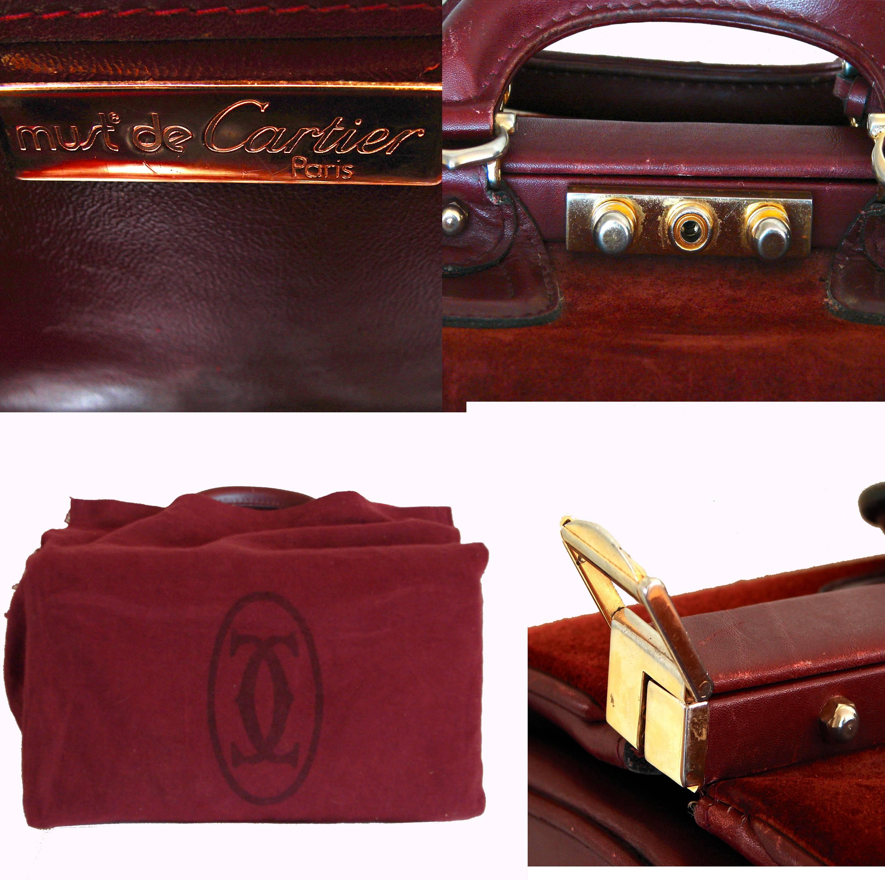 Cartier Large Bordeaux Suede Leather Doctors Bag Train Case 1980s with Dust Bag 2