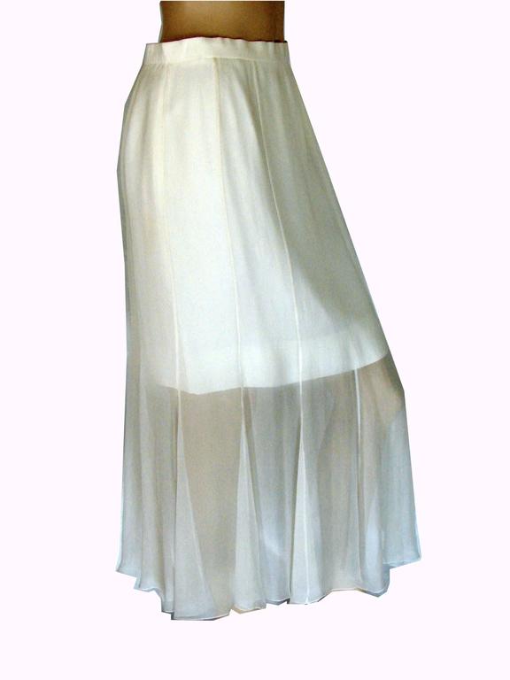 Karl Lagerfeld White Silk Skirt with Long Sheer Overlay Size 42 For ...