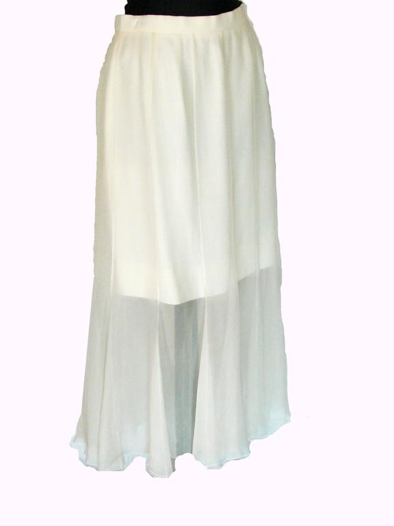Karl Lagerfeld White Silk Skirt with Long Sheer Overlay Size 42 For ...