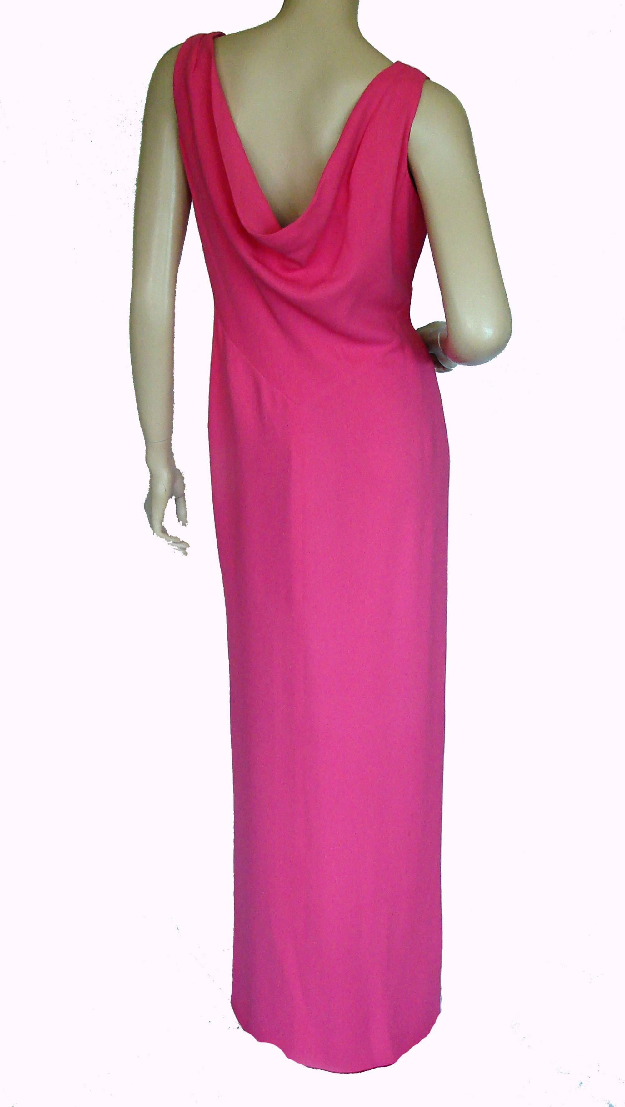 Louis Feraud Pink Silk Evening Gown with Draped Back Size 10  1