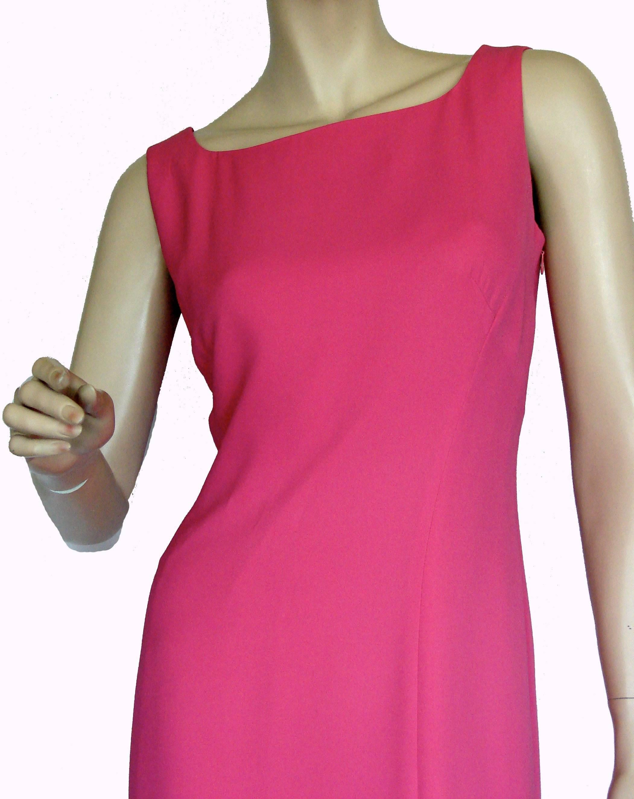 Louis Feraud Pink Silk Evening Gown with Draped Back Size 10  In Good Condition In Port Saint Lucie, FL