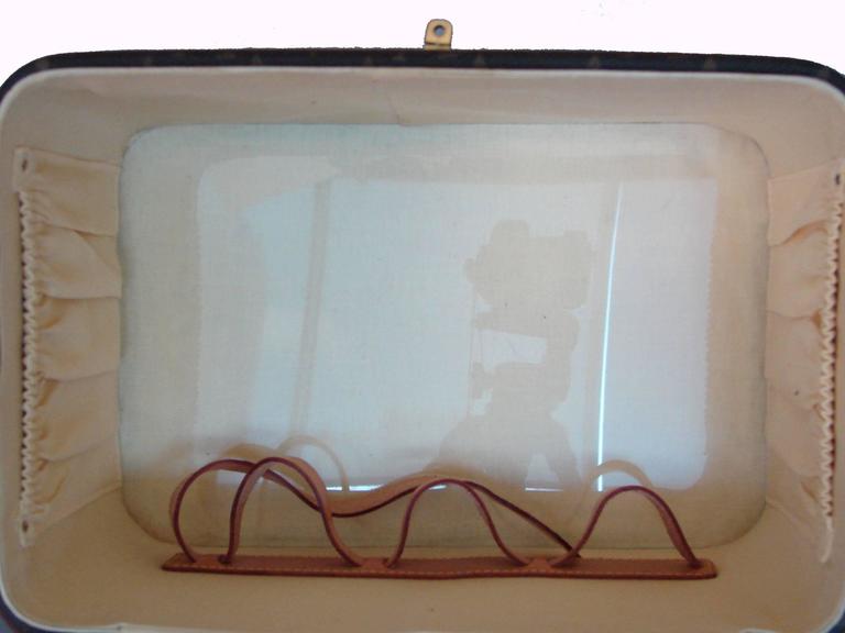 Unusual Louis Vuitton Monogram Train Case or Carry On Bag + Luggage Tag 1980s at 1stdibs