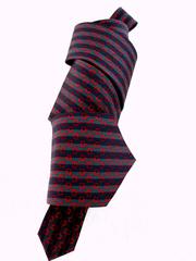 Gucci New with Tags Mens Silk Abstract Horse Bit Motif Necktie Red + Navy